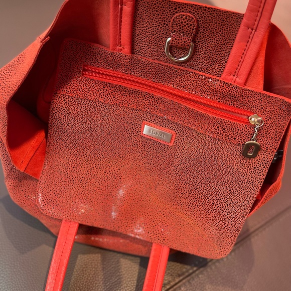 Sorial genuine red leather bag, stingray pattern - Picture 3 of 7